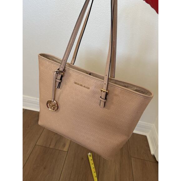 MICHAEL KORS Jet Set Travel Medium Oyster Tote Bag 38T8XTVT2A Patent Leather - Picture 3 of 16